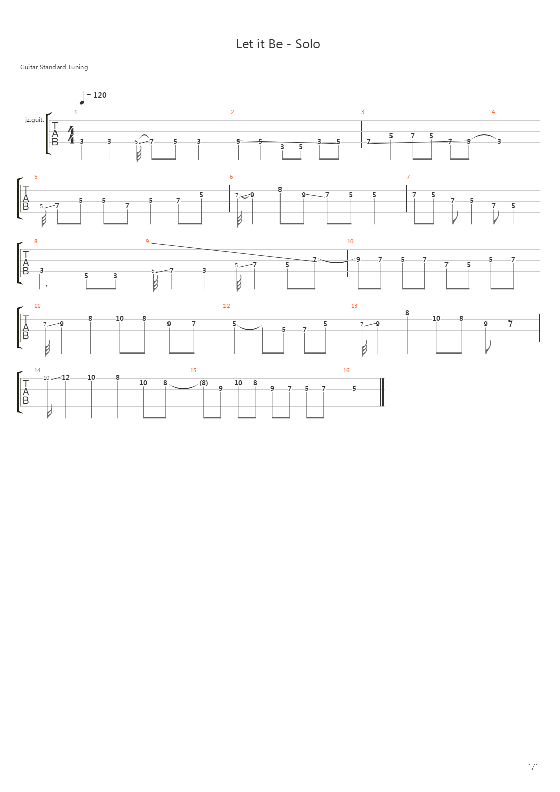 Let it Be (Solo)吉他谱