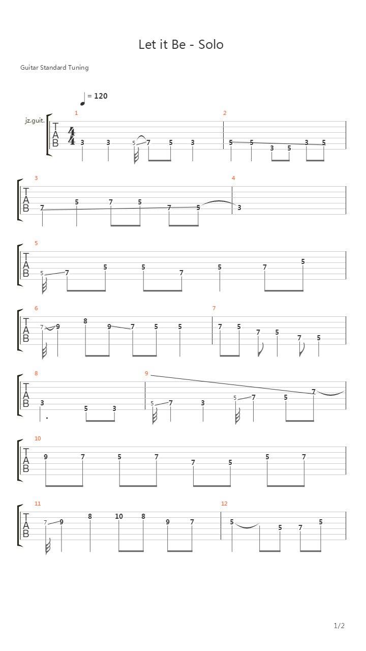 Let it Be (Solo)吉他谱