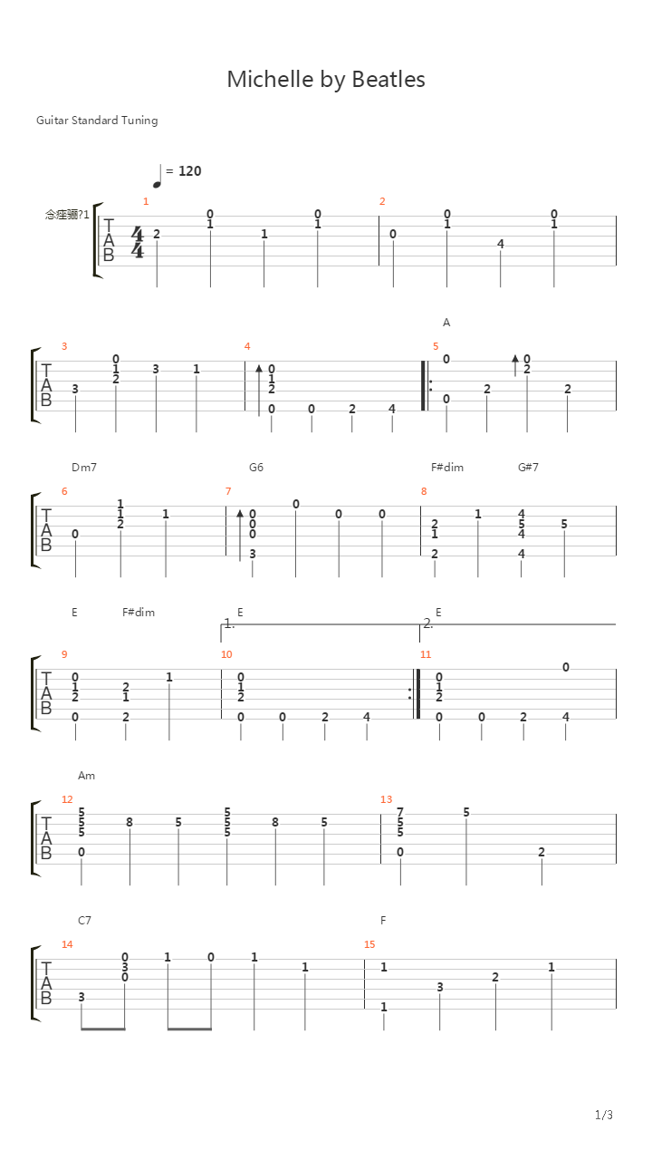 Michelle (Fingerstyle Cover by TheGuitarNick)吉他谱