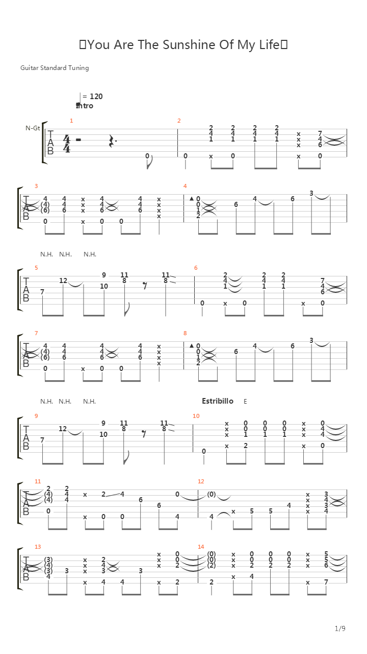 You Are the Sunshine Of My Life (Stevie Wonder)吉他谱