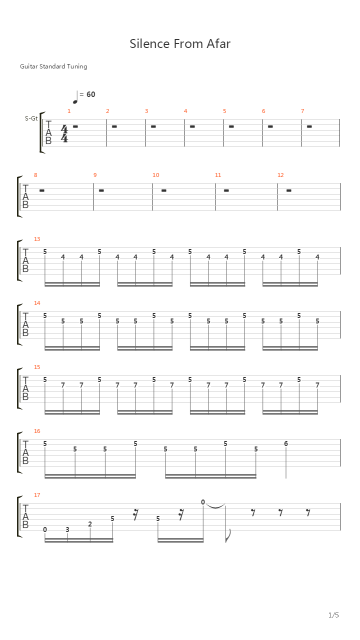 Silence from Afar吉他谱