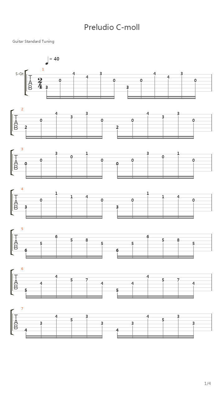 Preludio C-moll吉他谱