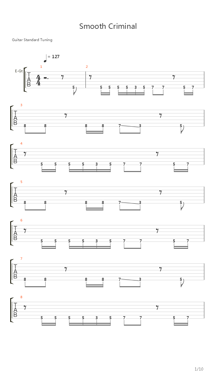 Smooth Criminal吉他谱