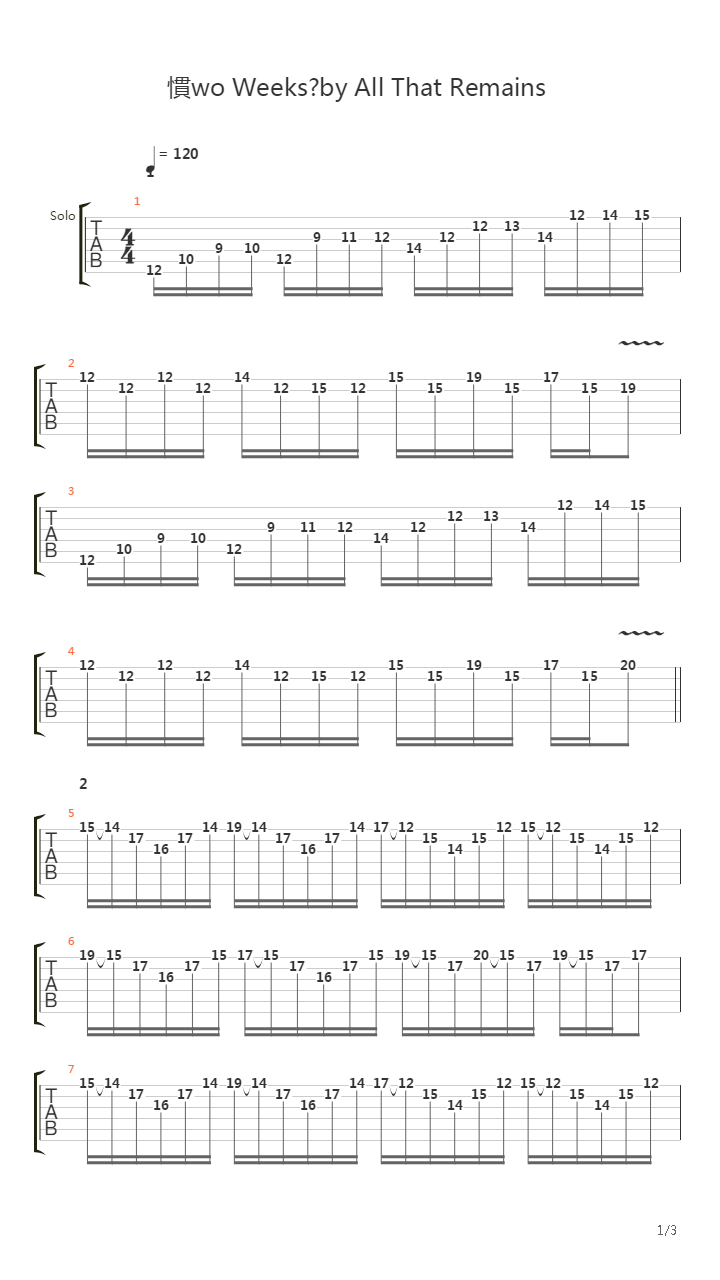 Two Weeks (Solo Tutorial by Chris Zoupa)吉他谱
