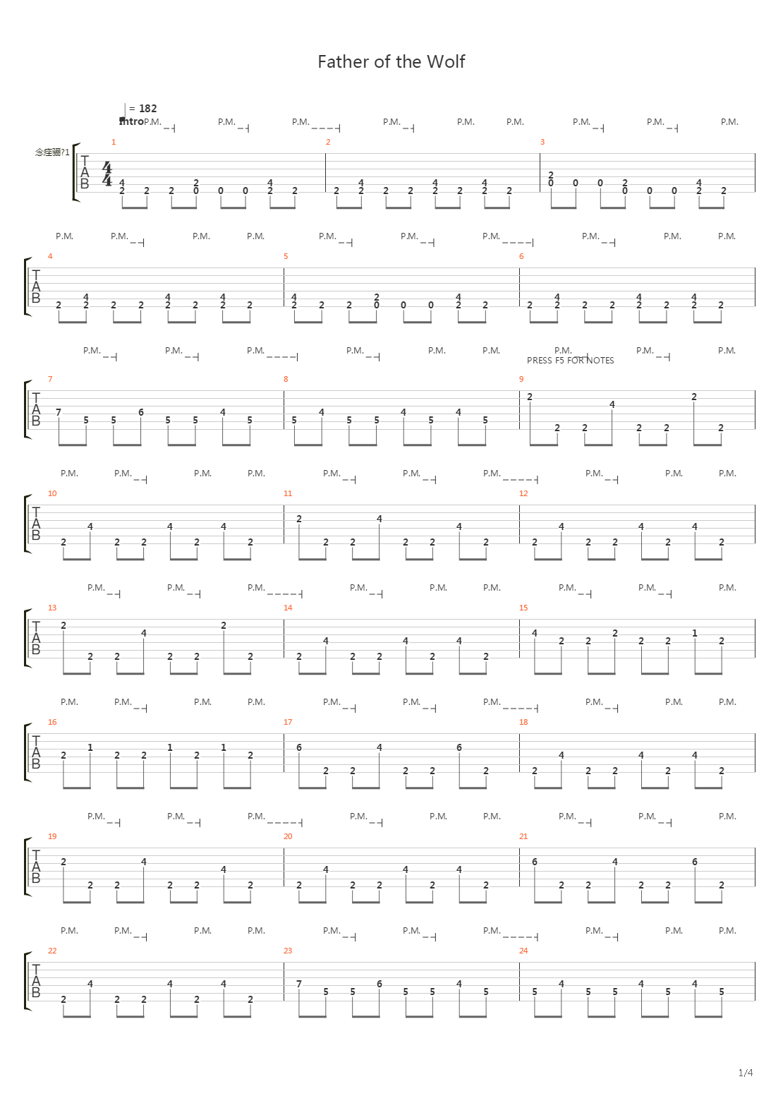 Father Of The Wolf吉他谱