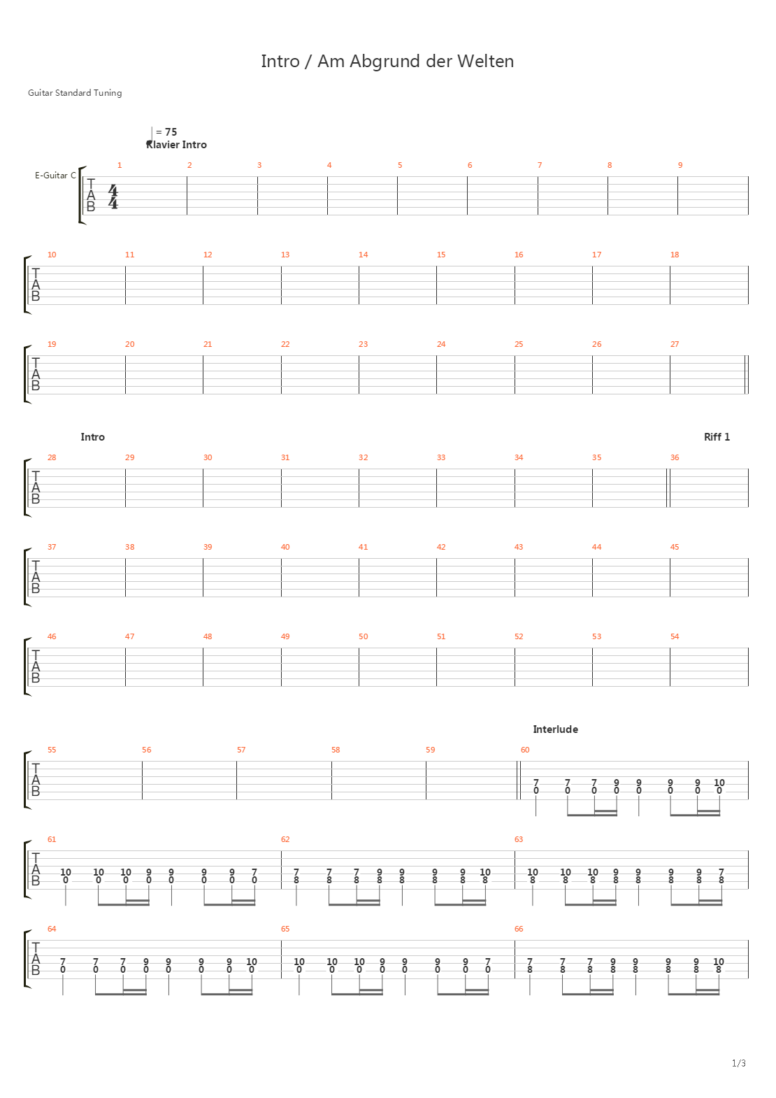 Intro  Am Abgrund der Welten吉他谱