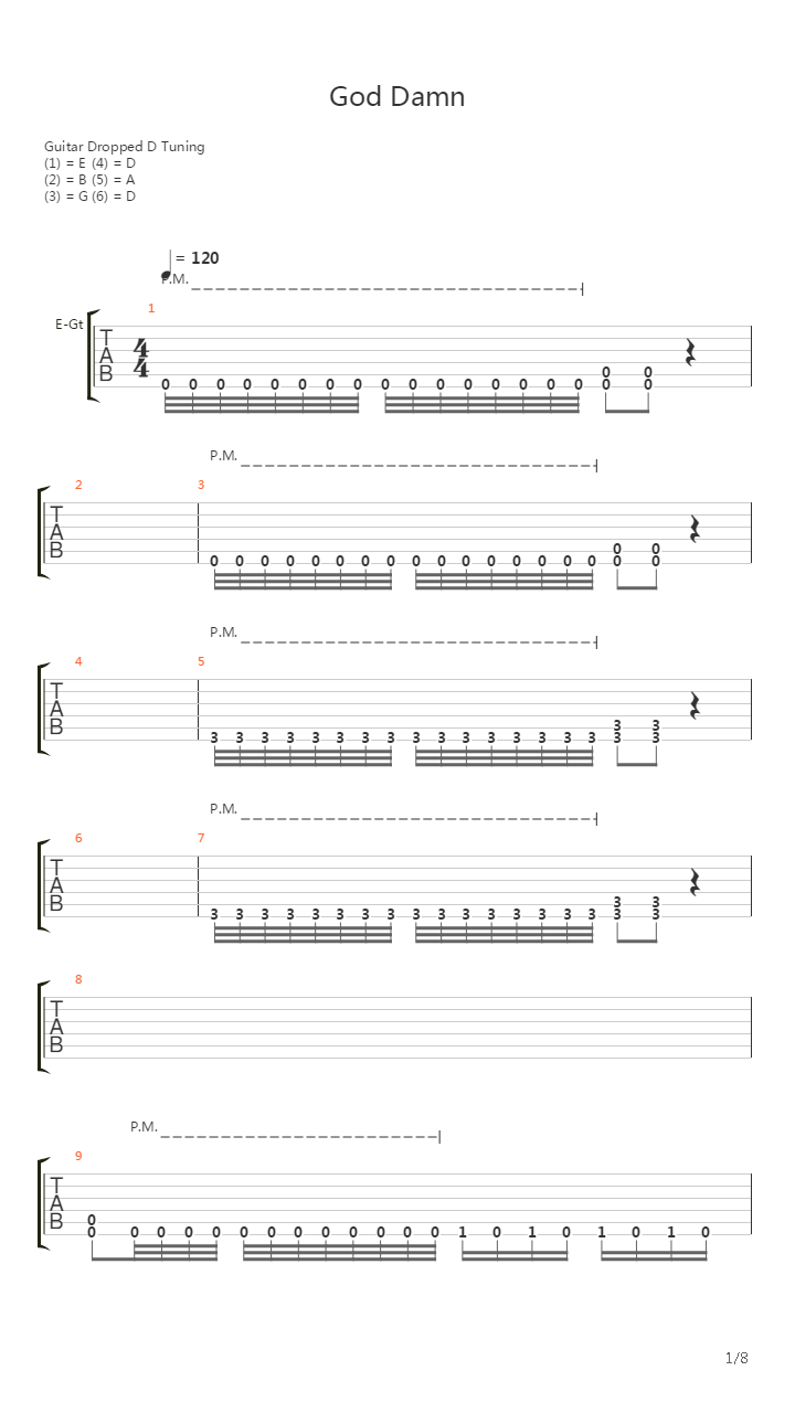 God Damn吉他谱