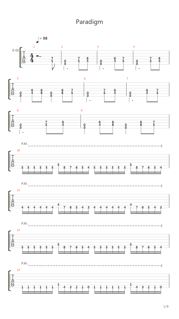 Paradigm吉他谱