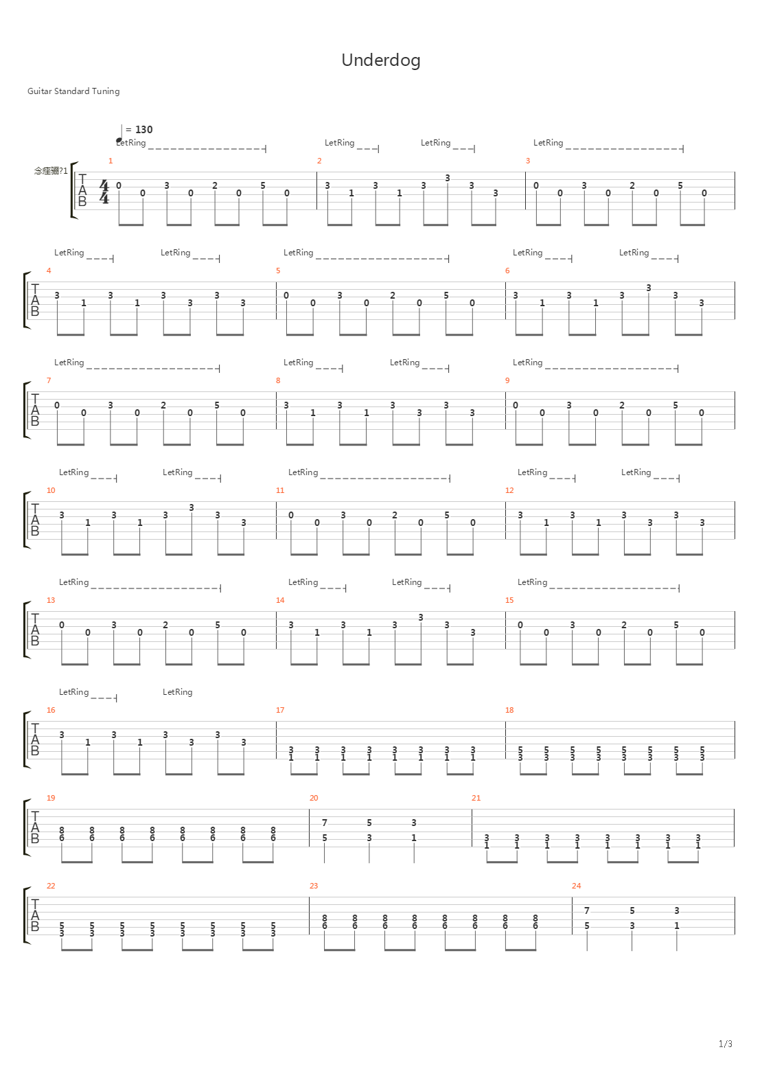Underdog吉他谱