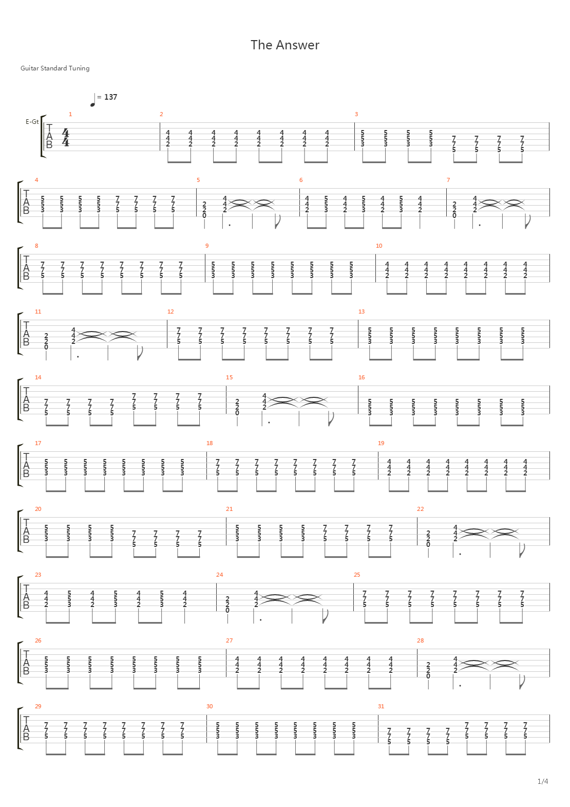 The Answer吉他谱