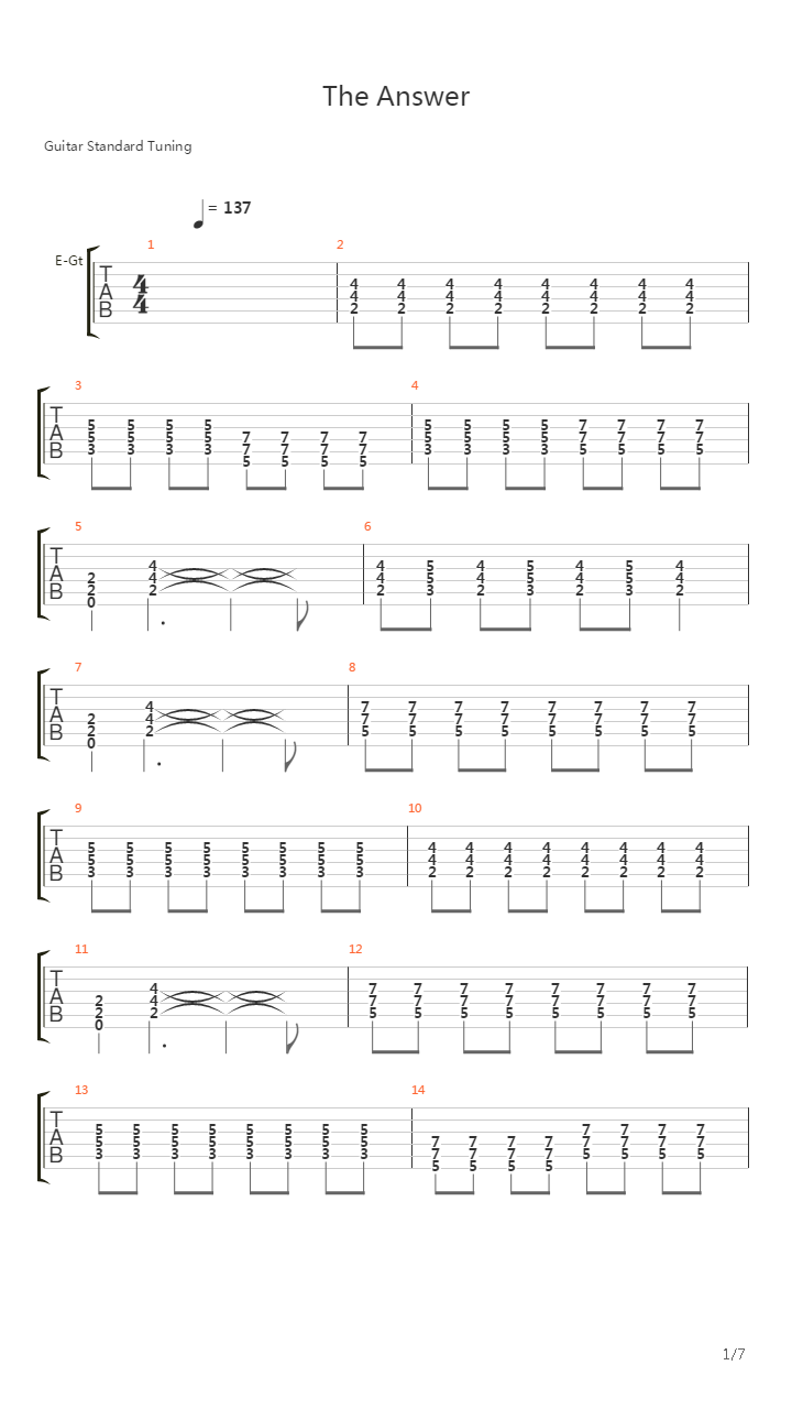 The Answer吉他谱