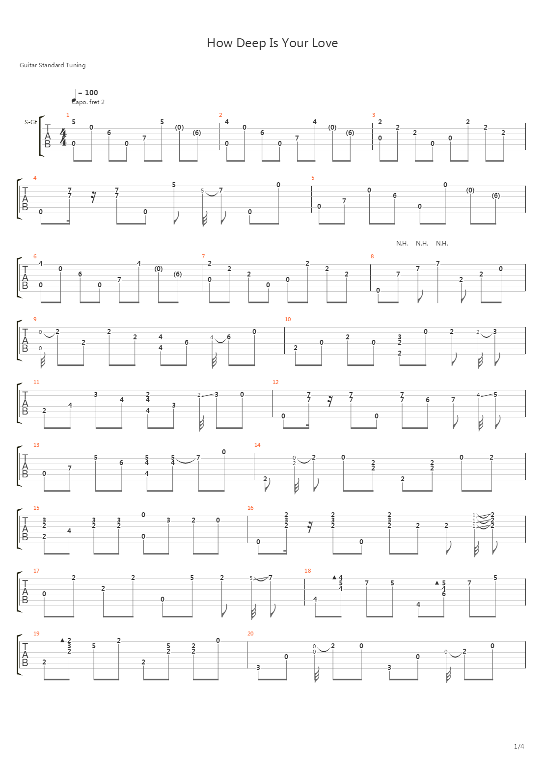 How Deep is Your Love (arr. by Den Vichakyothin)吉他谱