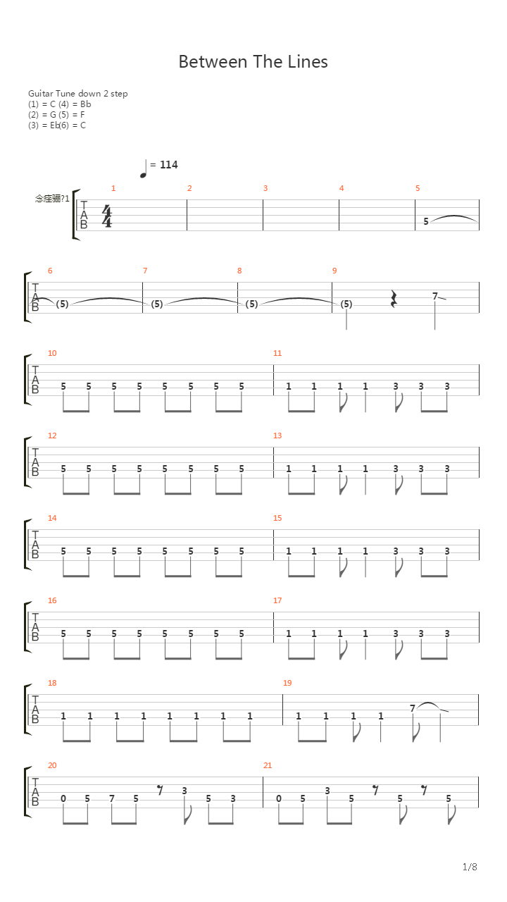 Between The Lines吉他谱