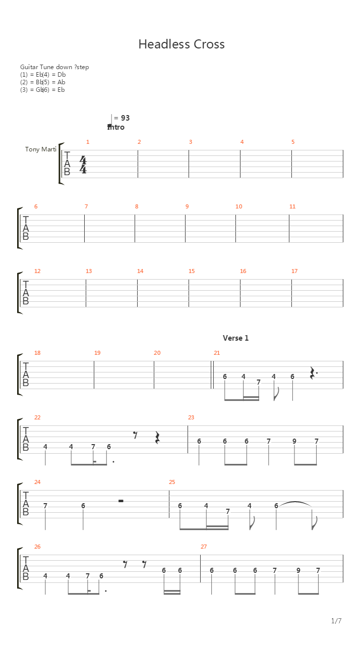 Headless Cross吉他谱