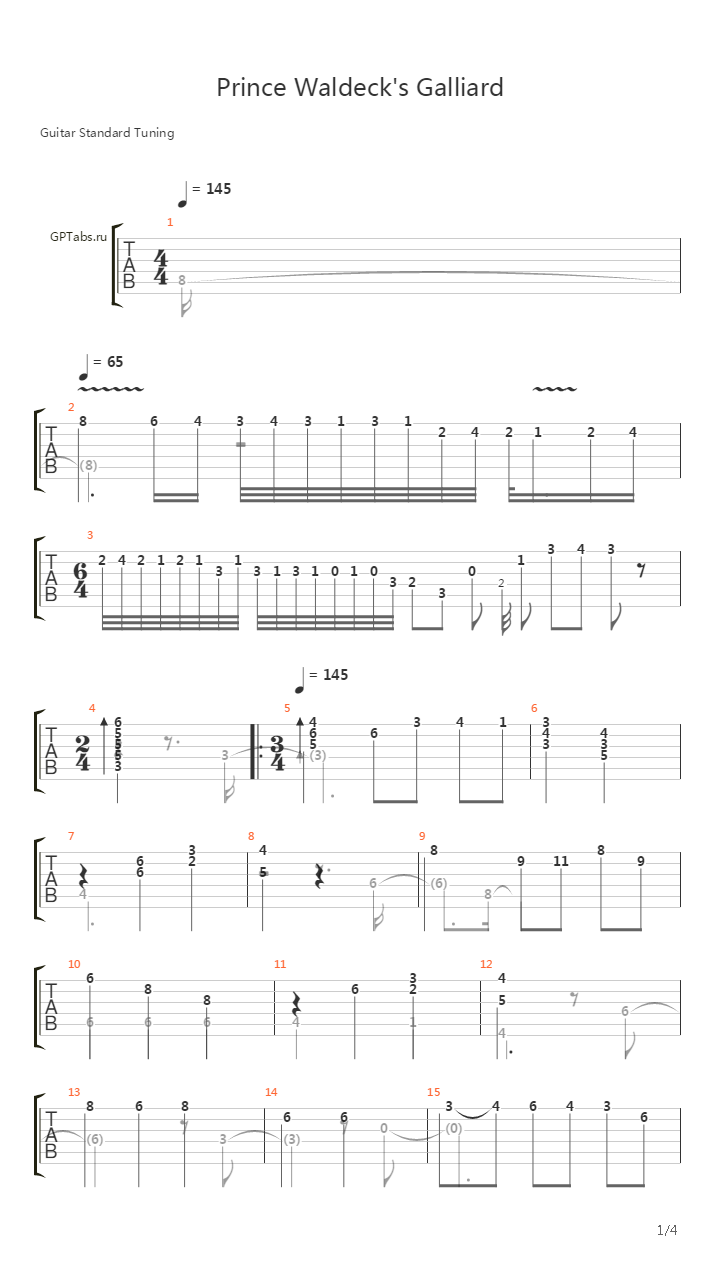 Prince Waldeck's Galliard吉他谱