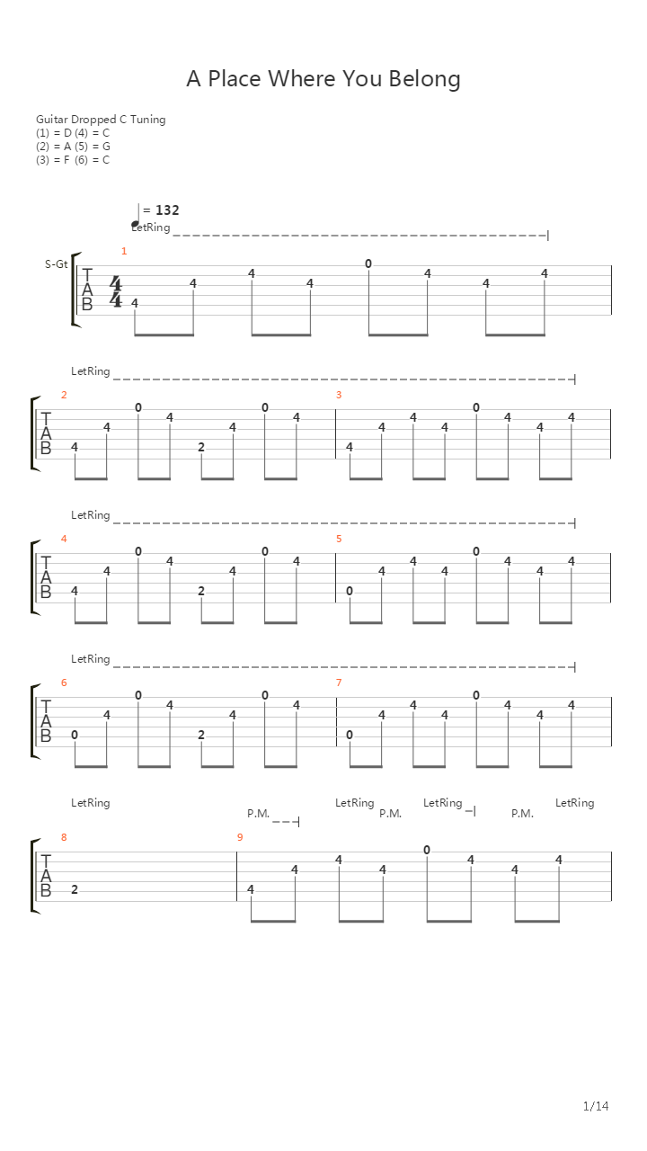 A Place Where You Belong (Acoustic Ver. by Norton)吉他谱