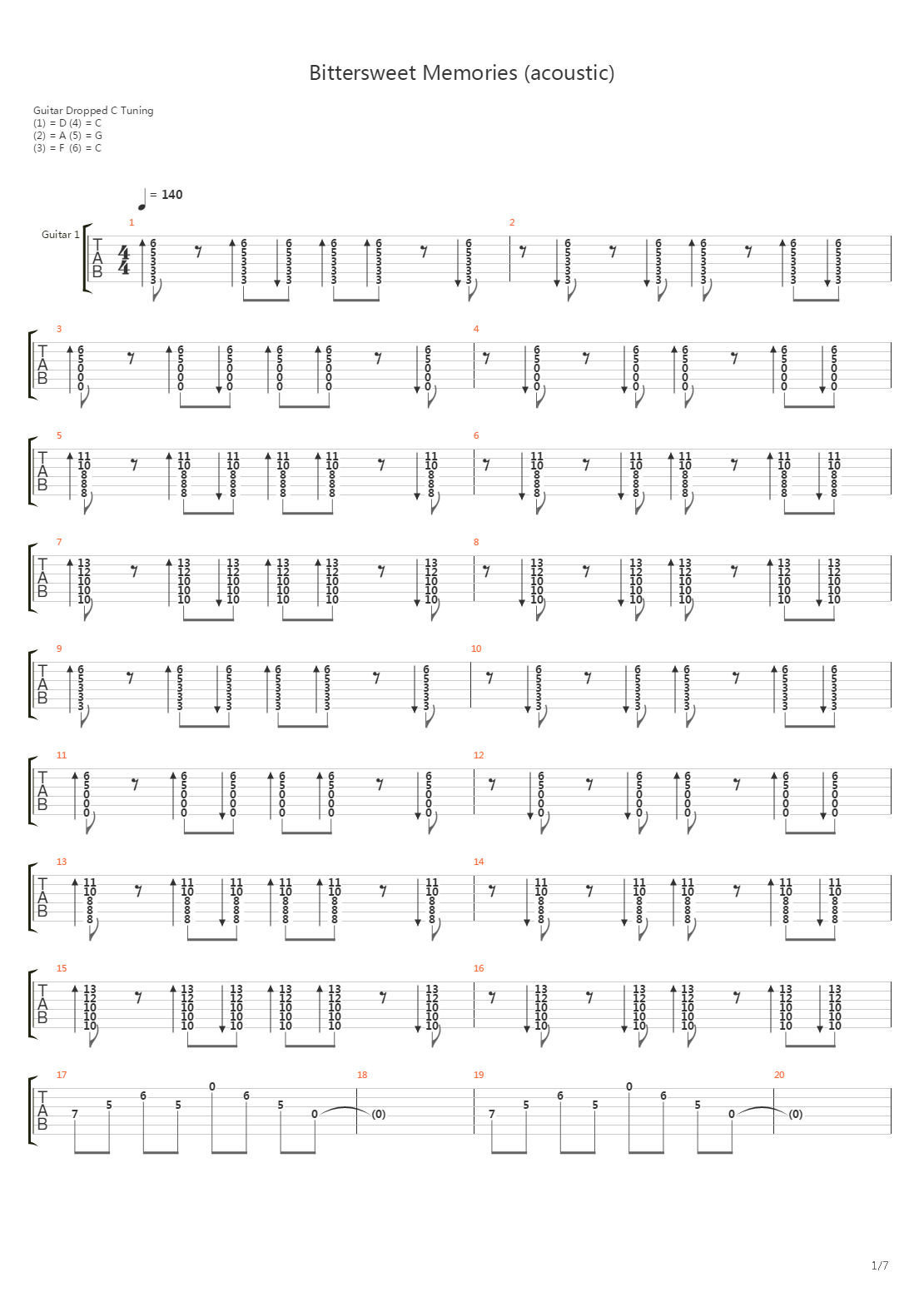 Bittersweet Memories (Acoustic)吉他谱