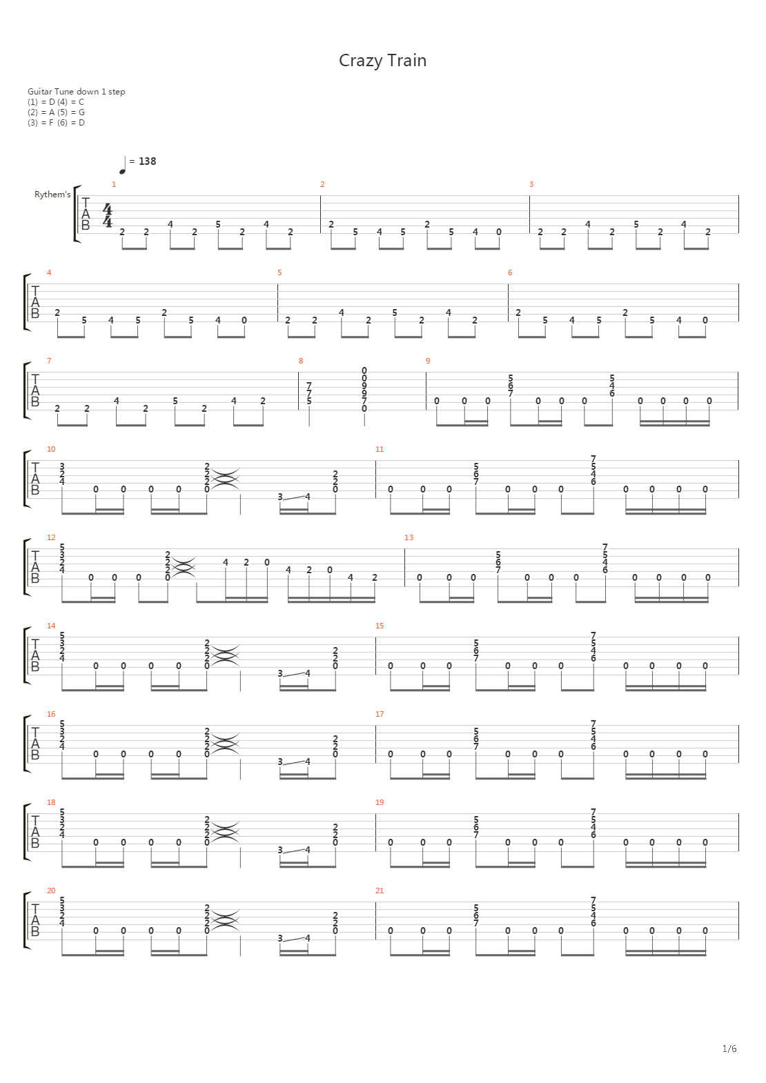 Crazy Train吉他谱