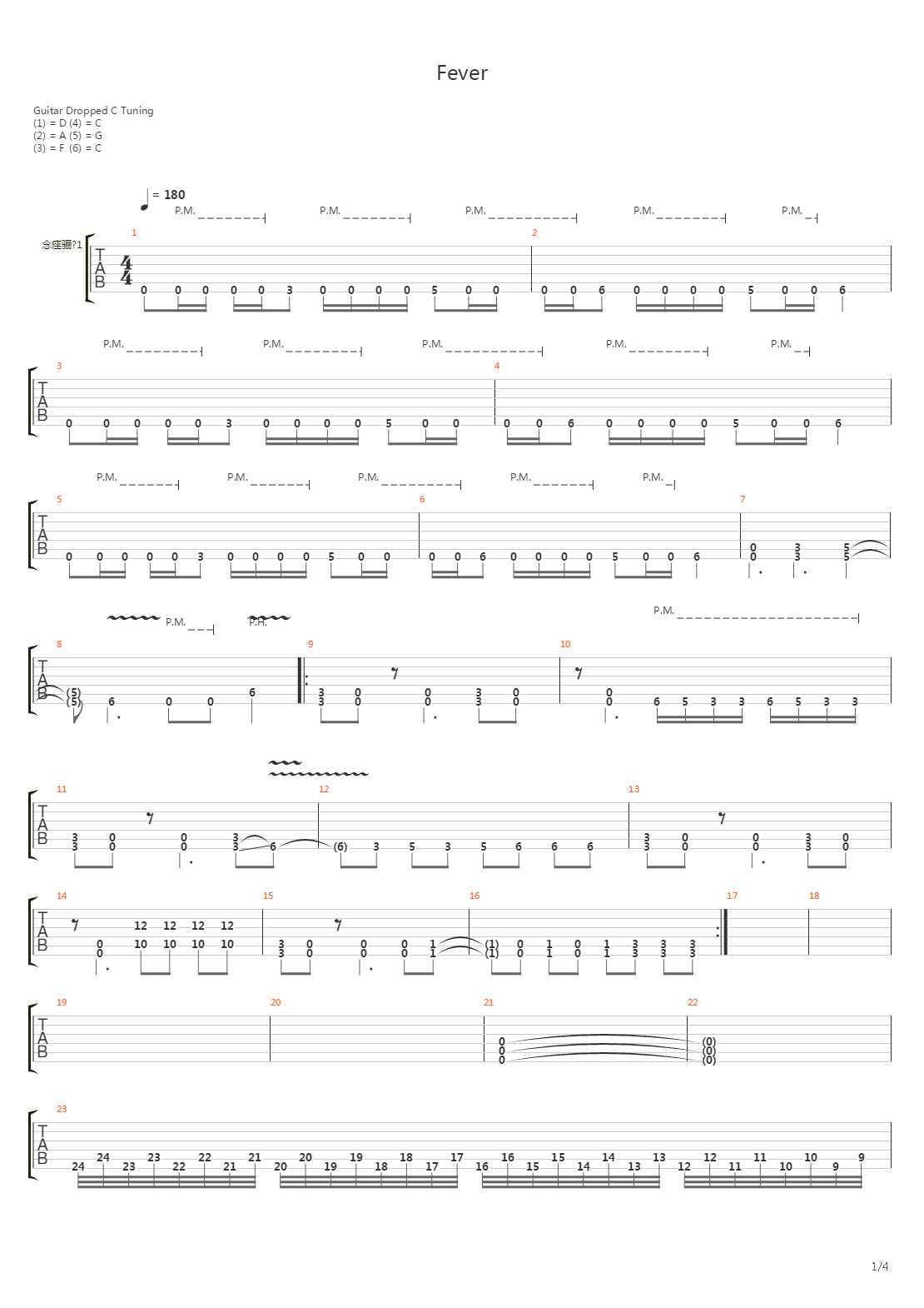 Fever吉他谱
