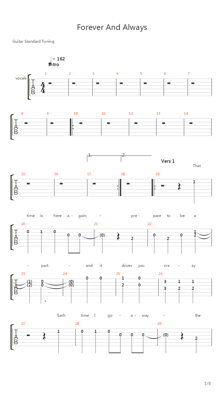Forever And Always吉他谱