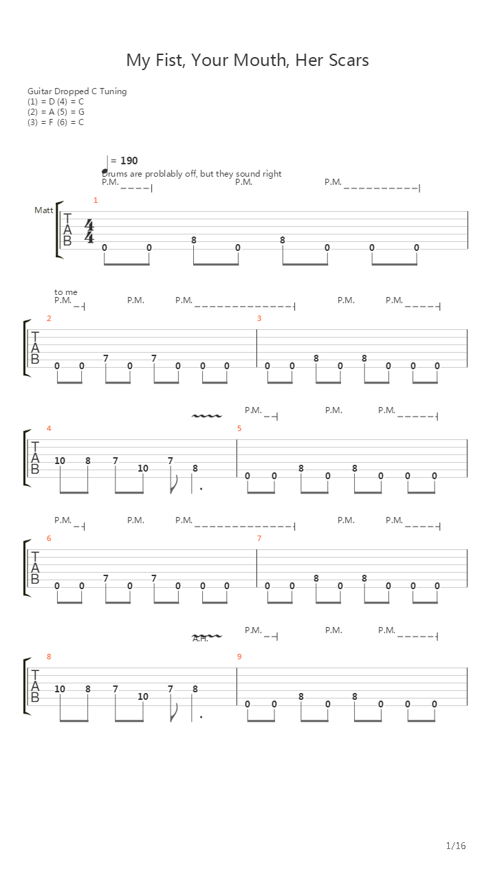 My Fist, Your Mouth, Her Scars吉他谱
