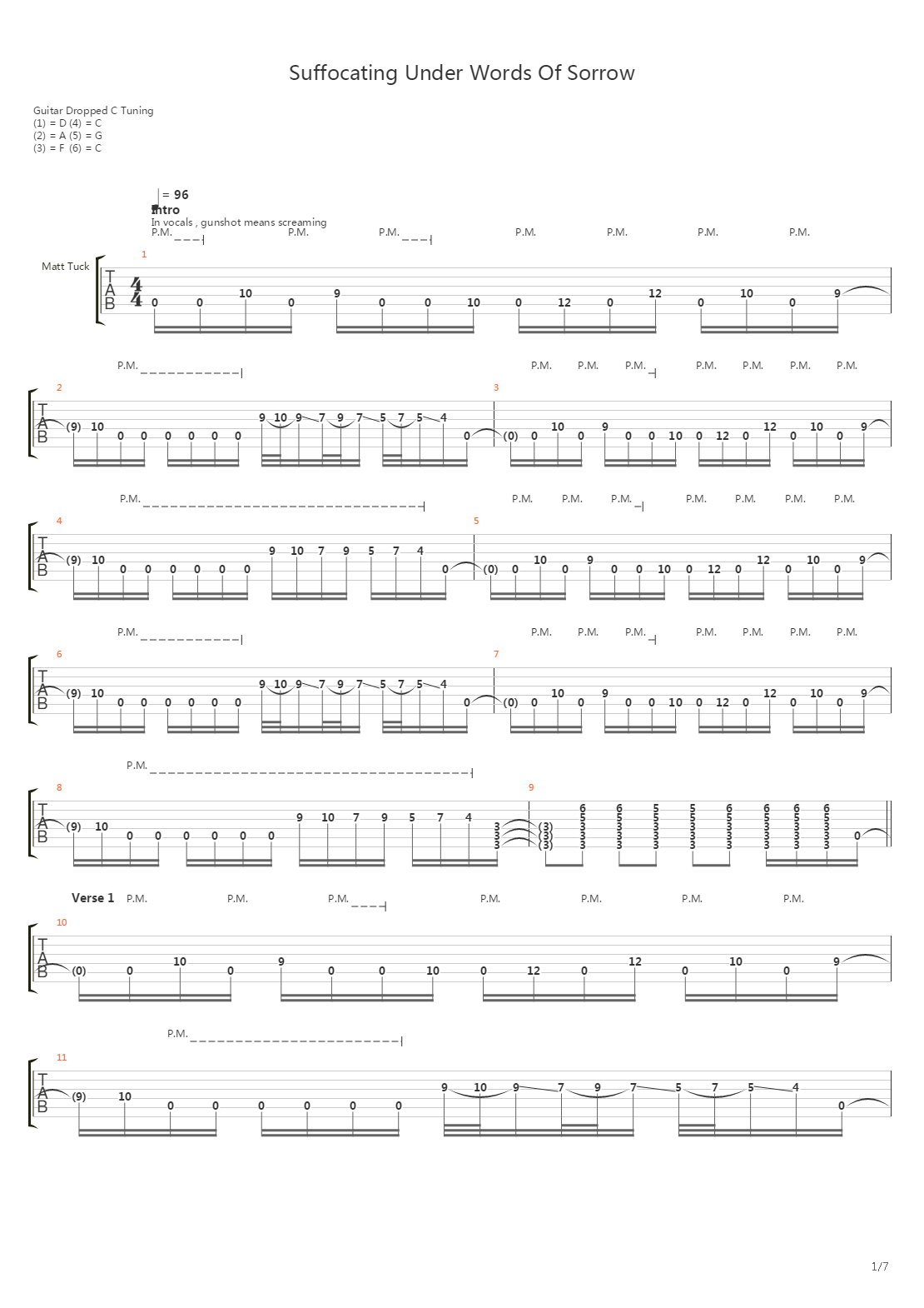 Suffocating Under Words of Sorrow (With Vocals)吉他谱