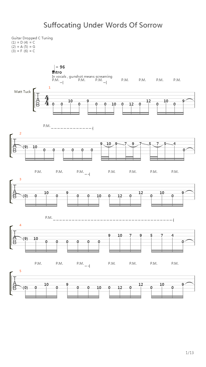 Suffocating Under Words of Sorrow (With Vocals)吉他谱
