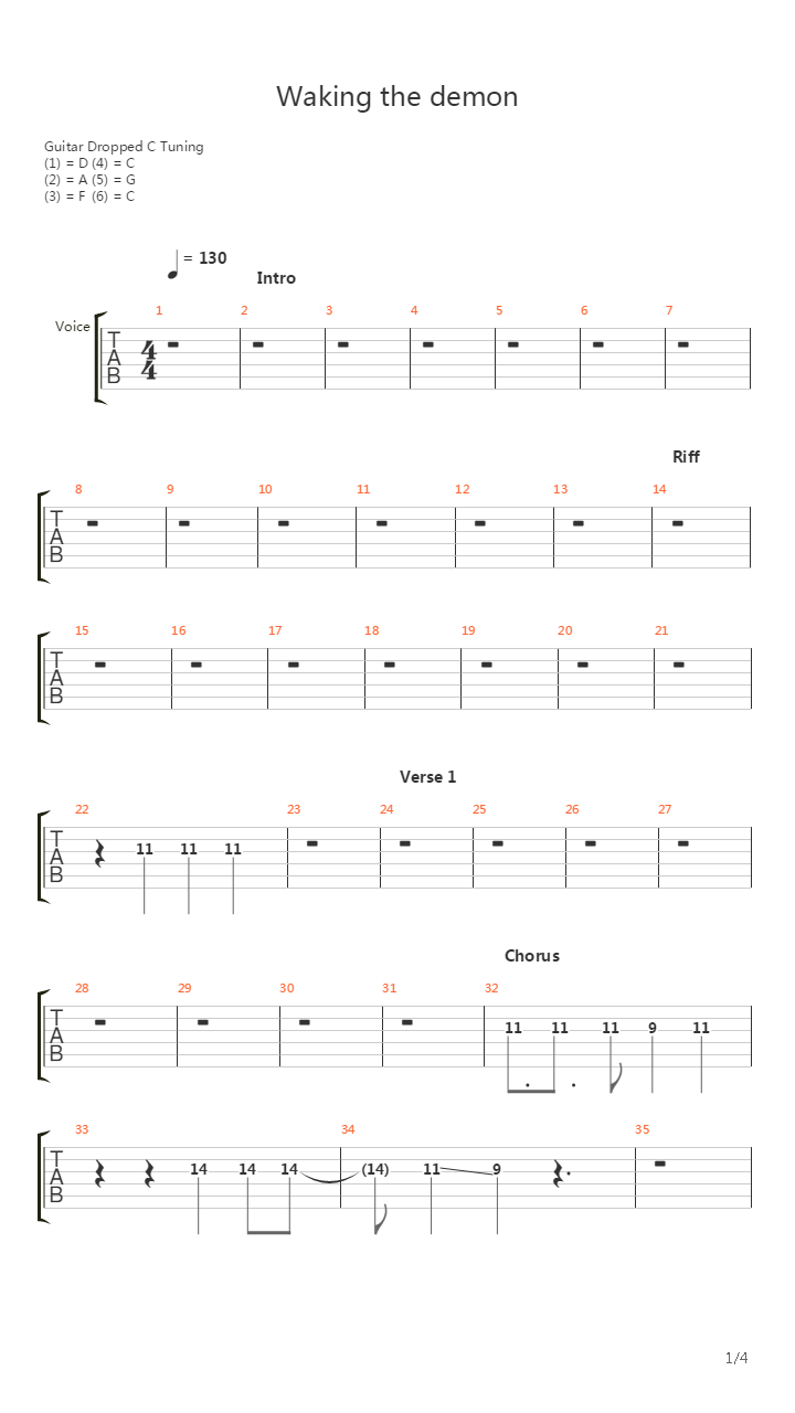 Waking The Demon吉他谱