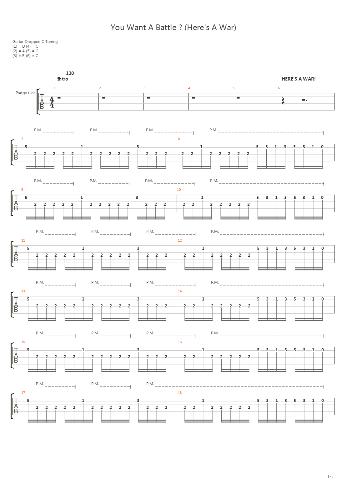 You Want A Battle (Here's A War)吉他谱