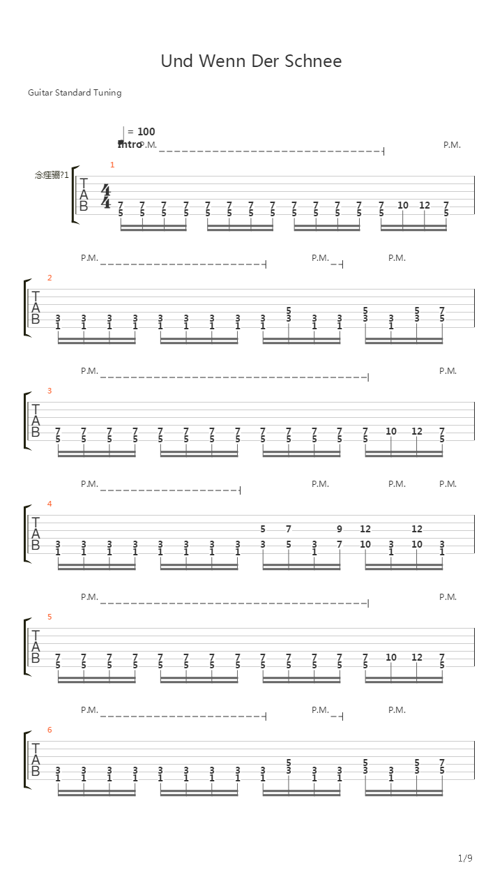 Und Wenn Der Schnee吉他谱