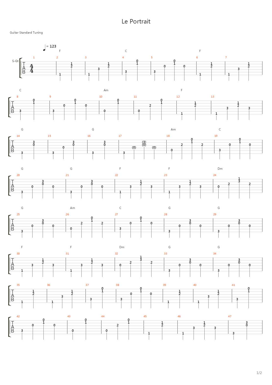 Le Portrait吉他谱