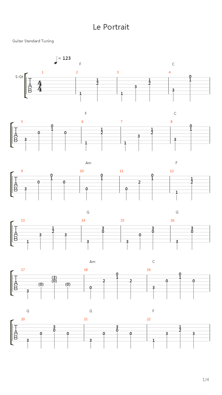 Le Portrait吉他谱