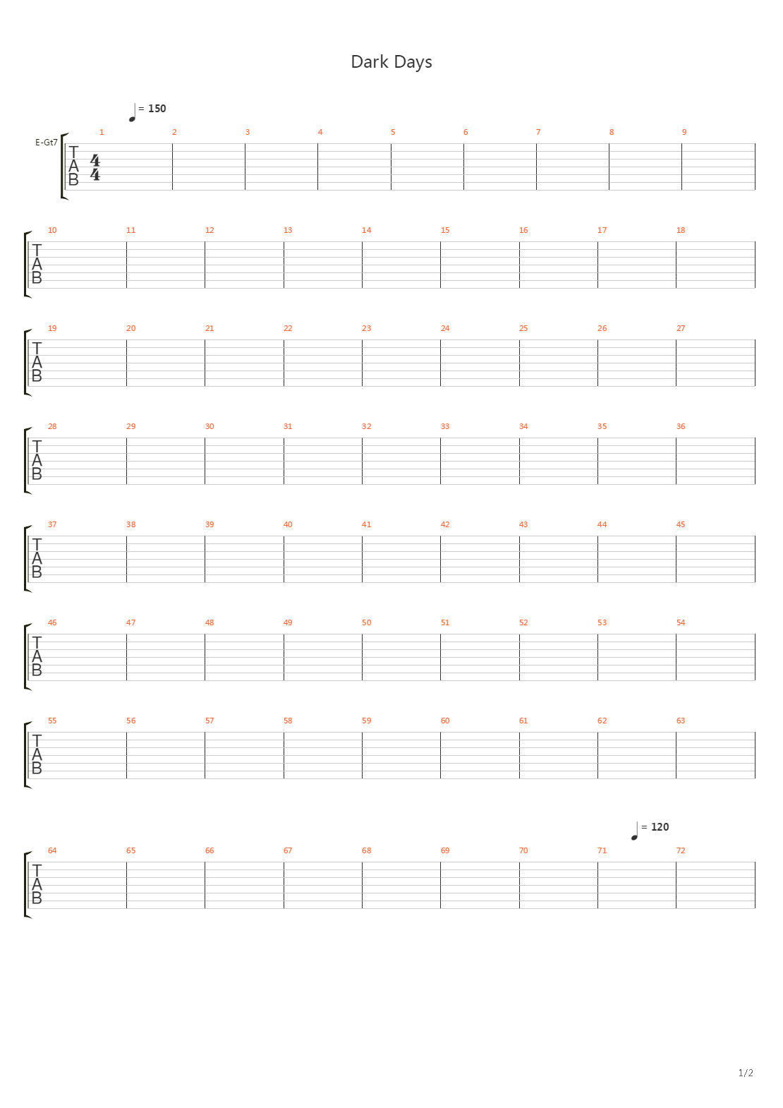 Dark Days (tab by BRaunze)吉他谱