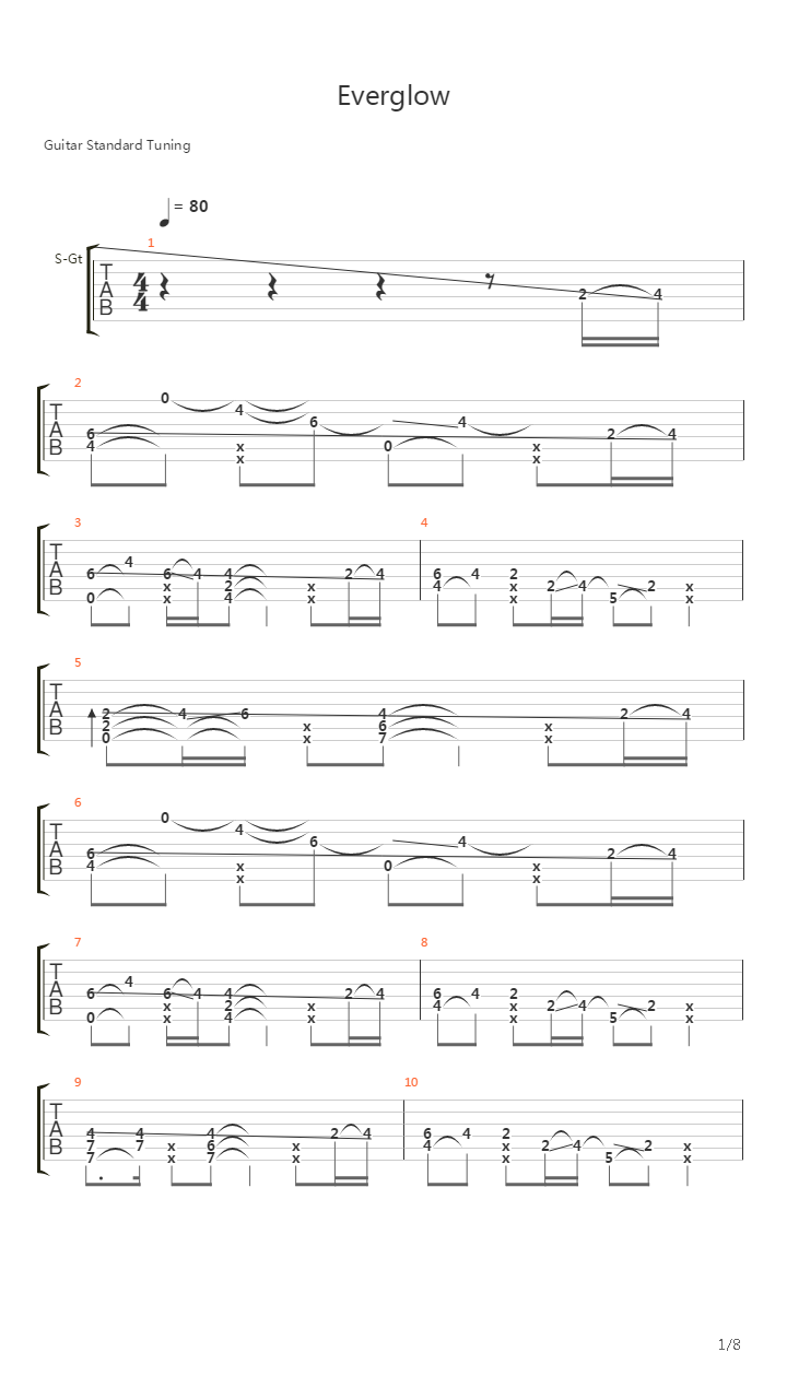 Everglow (arr. by James Bartholomew)吉他谱