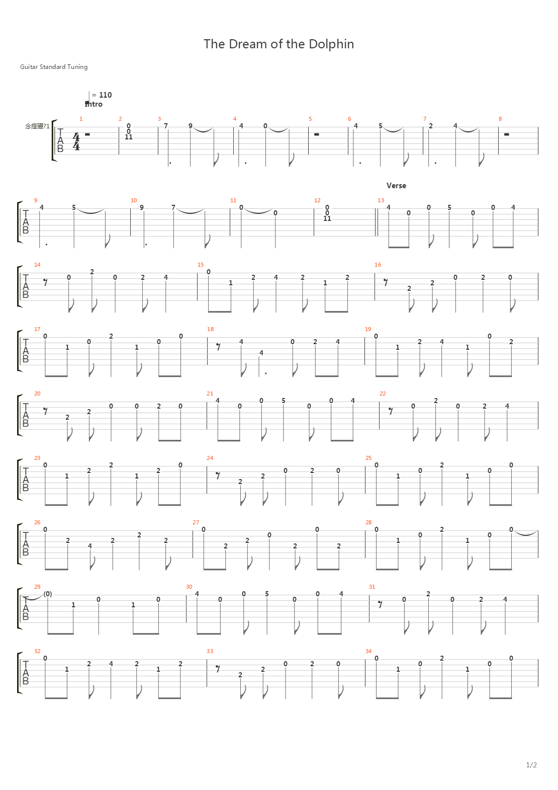 The Dream of the Dolphin吉他谱