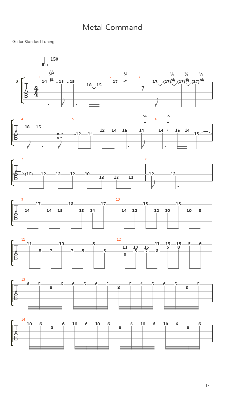 Metal Command (Solo)吉他谱