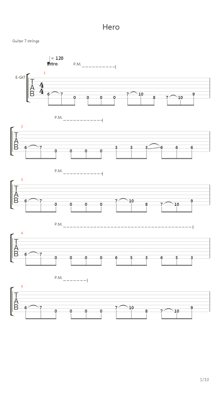 Hero吉他谱