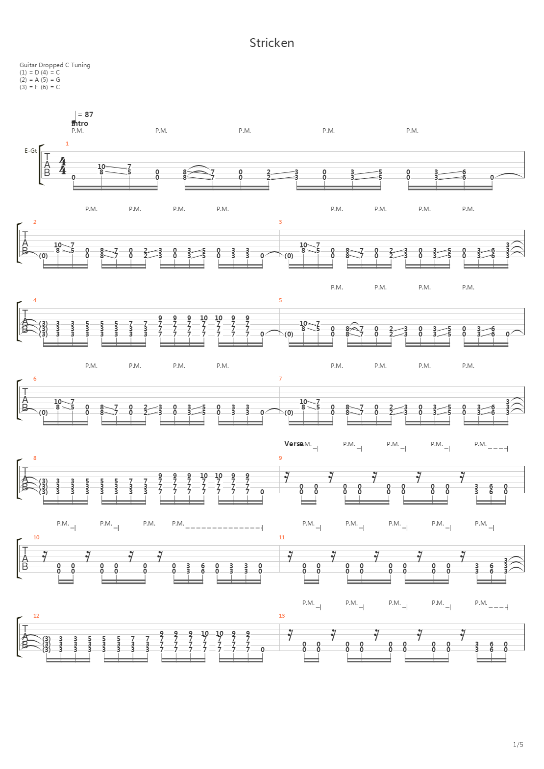 Stricken吉他谱