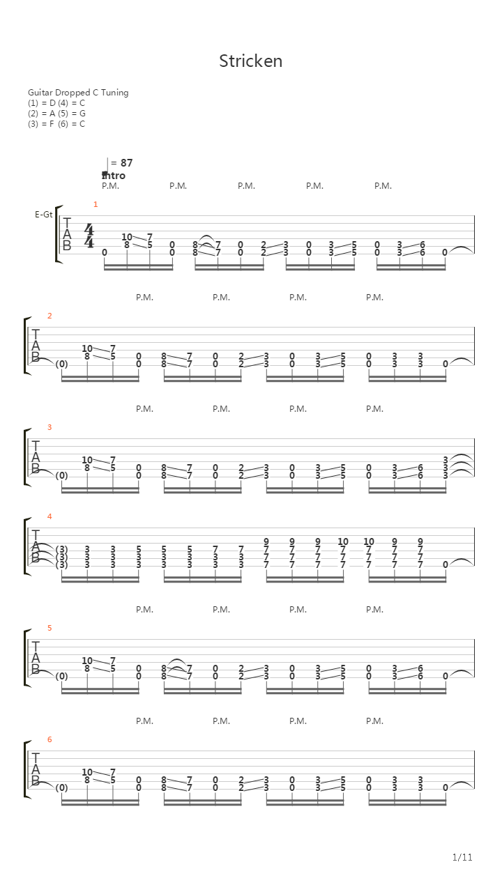 Stricken吉他谱