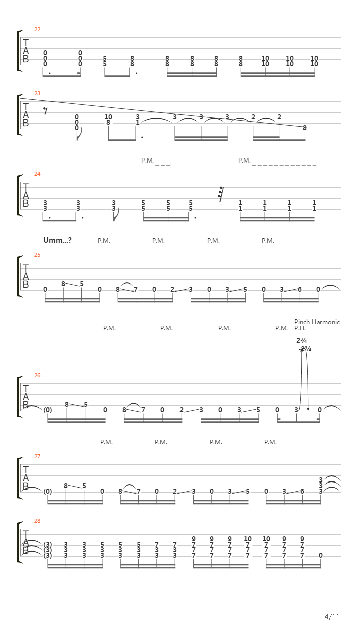 Stricken吉他谱