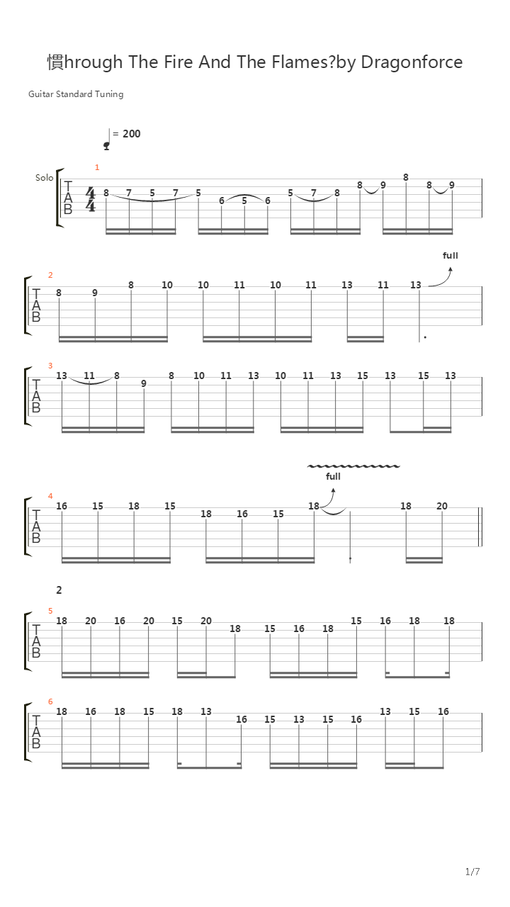 Through The Fire And The Flames (Solo Tutorial by Chris Zoupa)吉他谱