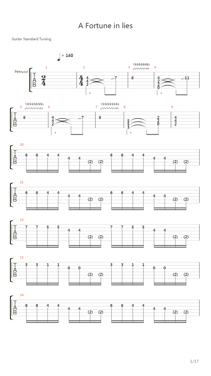 A Fortune In Lies吉他谱