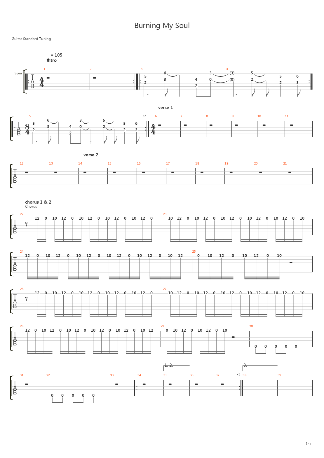 Burning my soul吉他谱