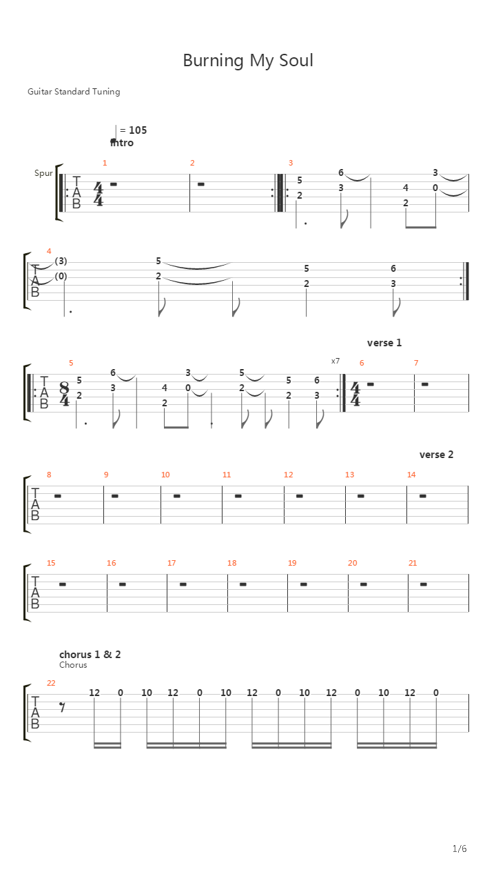 Burning my soul吉他谱