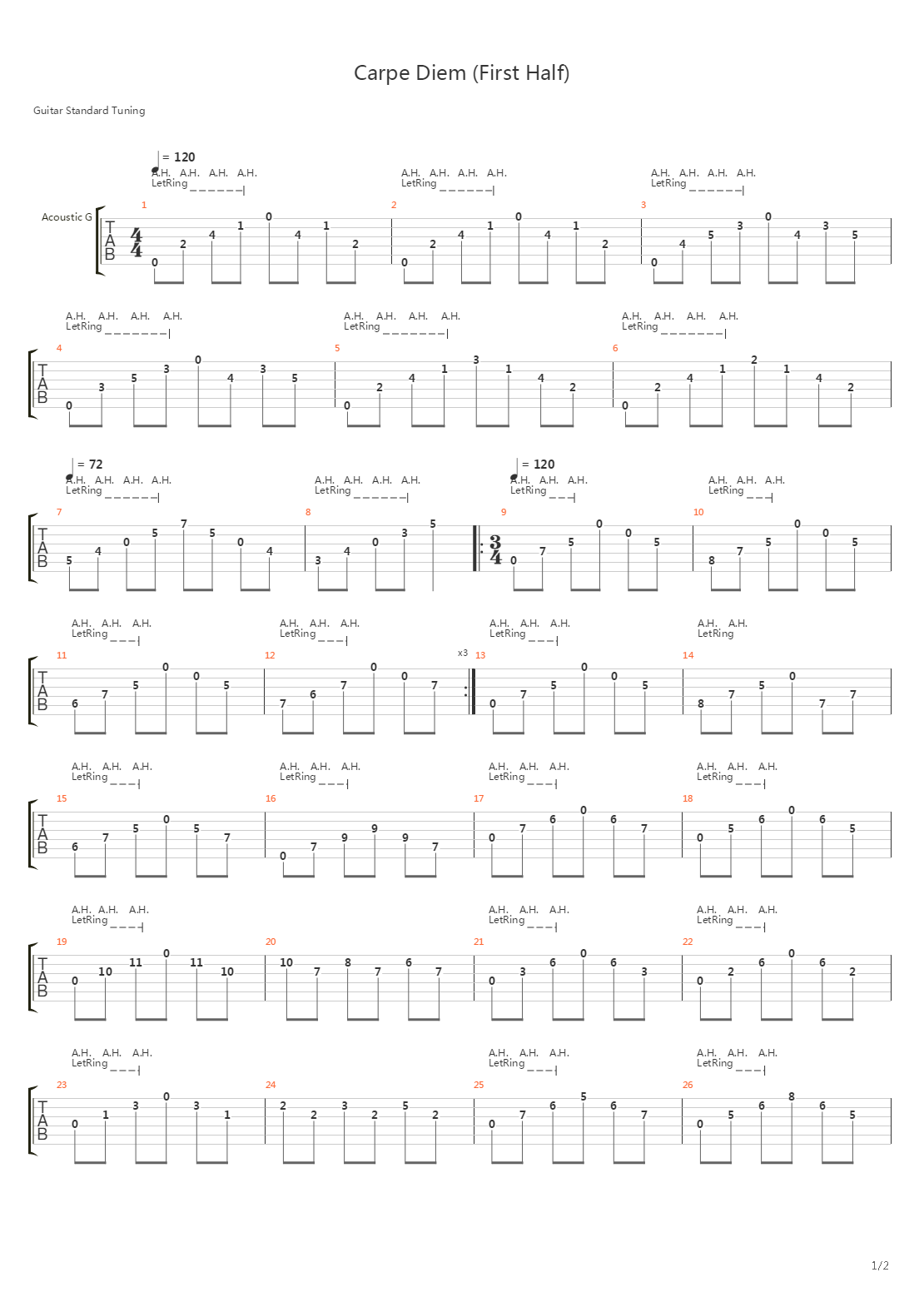 Carpe Diem (First Half)吉他谱