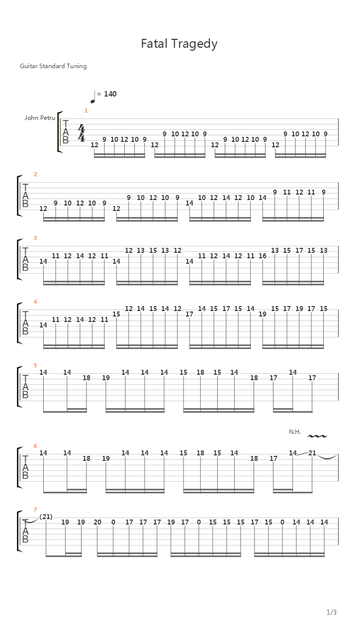Fatal Tragedy (Solo)吉他谱