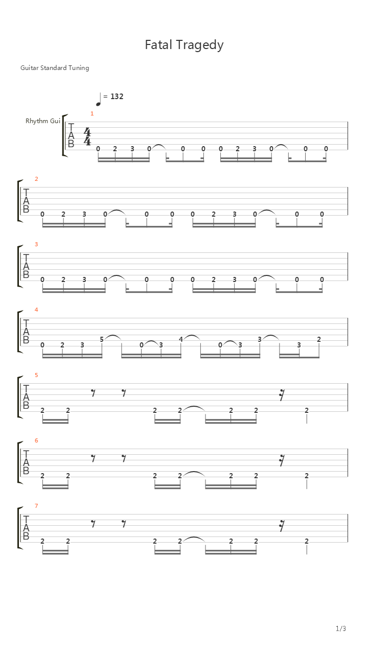 Fatal Tragedy (Solo)吉他谱