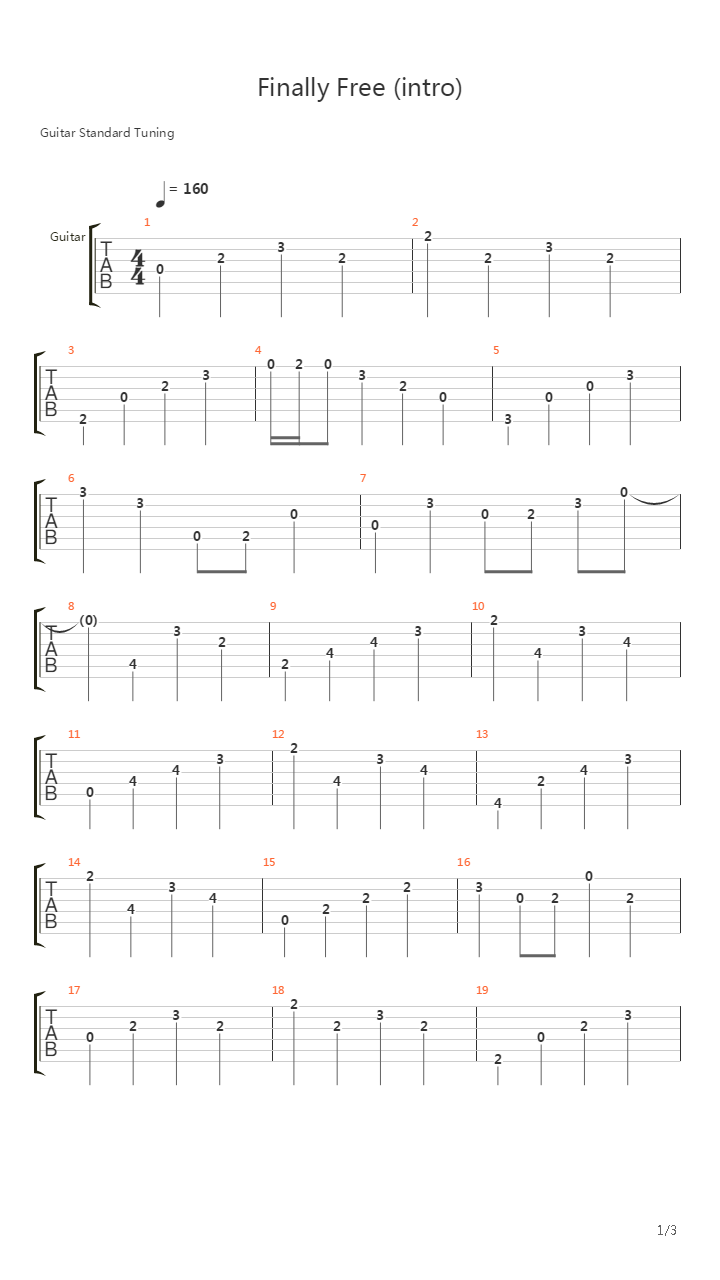 Finally Free (intro)吉他谱