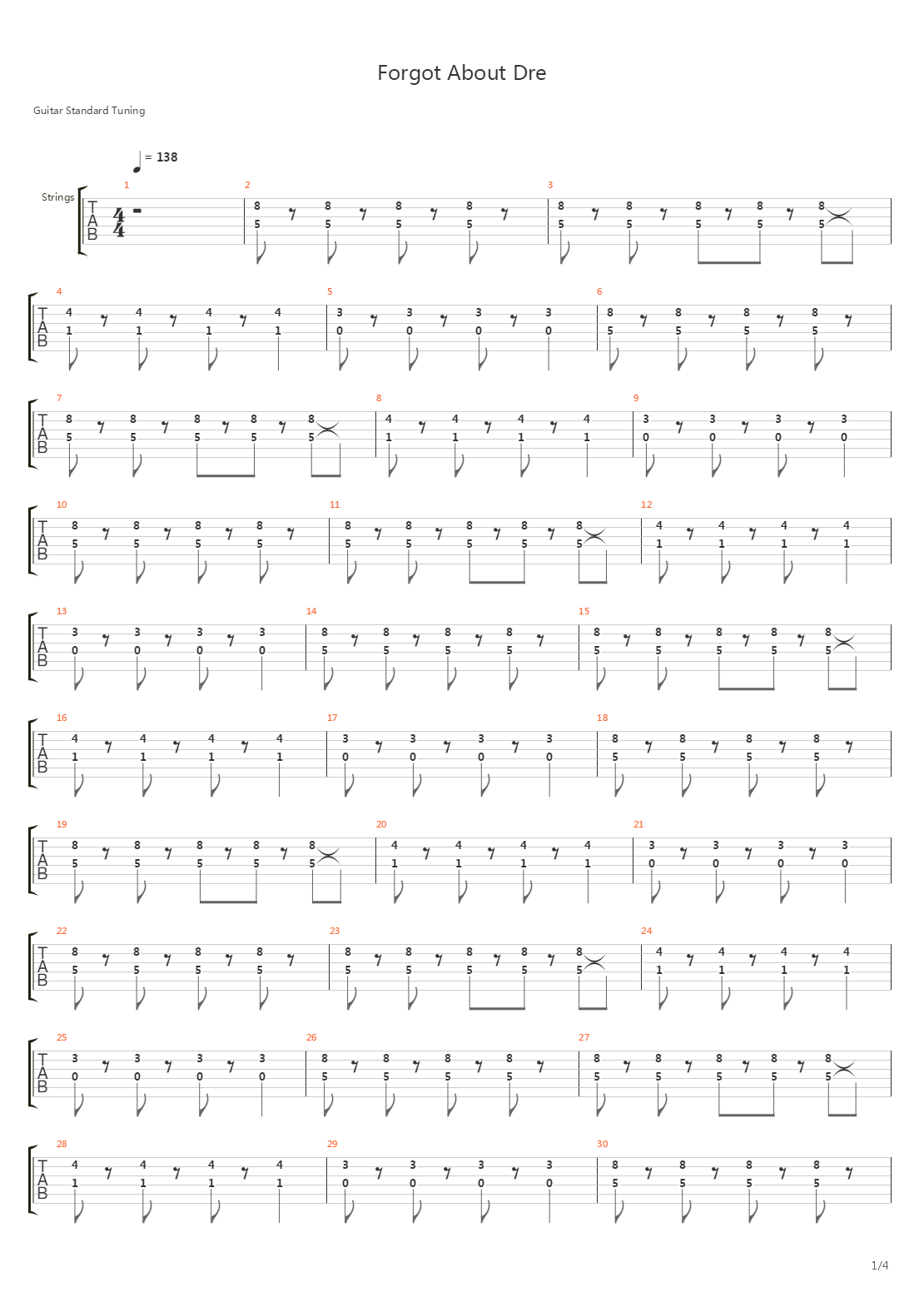 Forgot About Dre吉他谱