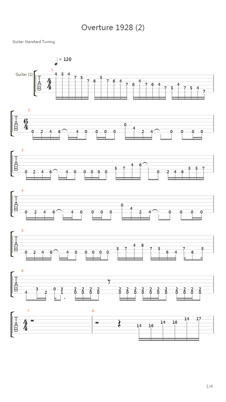 Overture 1928吉他谱